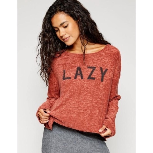 Super Soft LAZY Crop Length Graphic Sweater Top - Picture 1 of 8